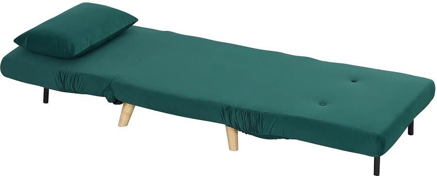 TRUUSK Slaapstoel met Bedfunctie Fluweelachtige Optiek Verstelbare Rugleuning Sierkussen Opvouwbaar Donkergroen