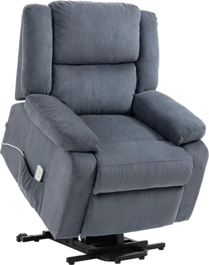 TRUUSK Sta-op Relaxstoel met Ligfunctie Afstandsbediening Fluwelen Look Grijs 92 x 93 x 105 cm