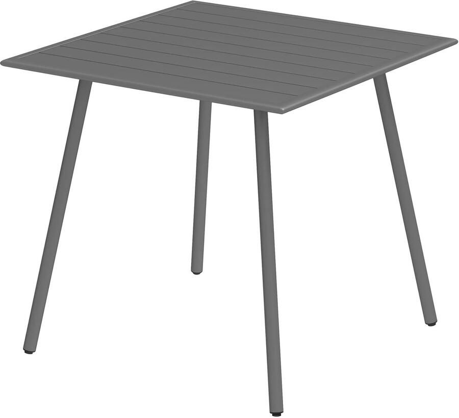 TRUUSK Stalen Tuintafel 80x80x74 cm Weerbestendig Buffettafel met Stalen Frame Antislip Geschikt voor 4 Personen Grijs