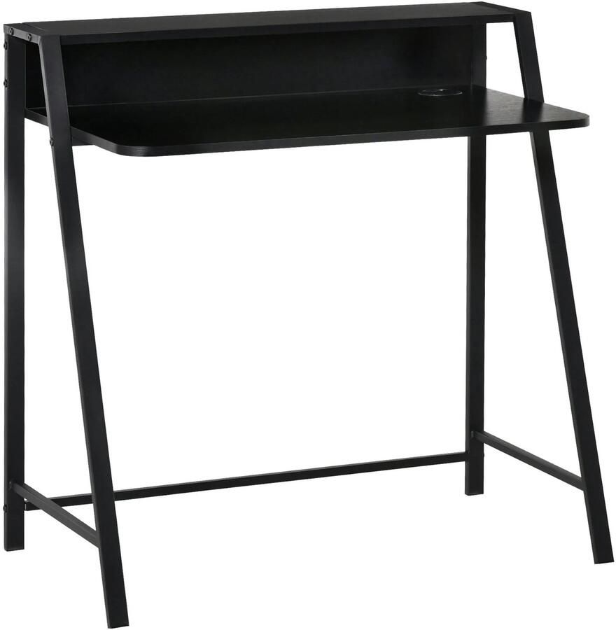 TRUUSK Stijlvolle Computertafel Bureau Met Opbergruimte Kabelbeheer Metaal Zwart 84x45x85cm Voor Thuis Kantoor en