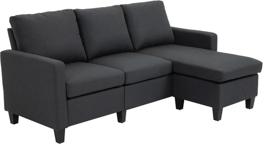 TRUUSK Stoffen Hoekbank Omkeerbare Chaise Longue L-vorm Donkergrijs 197 x 139 x 91 cm