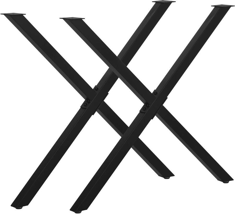 TRUUSK Tafelpoten 2 Stuks X-vorm Staal Voor Eettafel Bureau Salontafel Zwart 72cm Stabiel en Modern