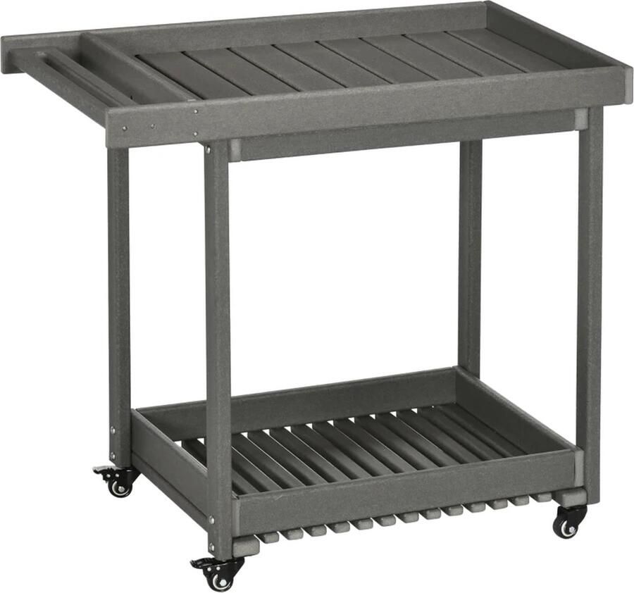 TRUUSK Trolley met Handdoekrails 1 Onderste Plank 4 Zwenkwielen 87x50x80 cm Donkergrijs