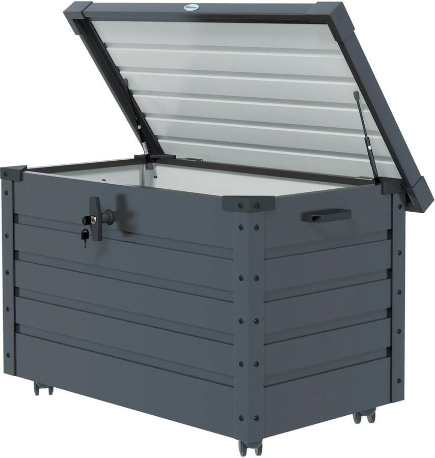 TRUUSK Tuinbox met Wielen en Slot Handvat Voor Balkon en Terras 100 x 62 x 65 cm Donkergrijs
