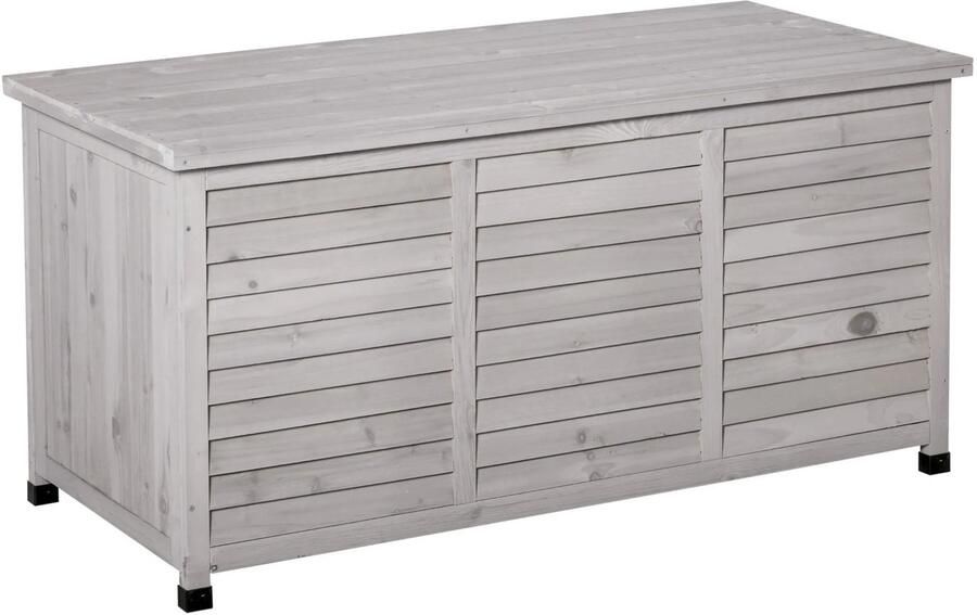 TRUUSK Tuinbox Weerbestendig Luchtdoorlatend Kussenbox Opbergbox Sparrenhout Grijs 127 X 56 X 60 Cm