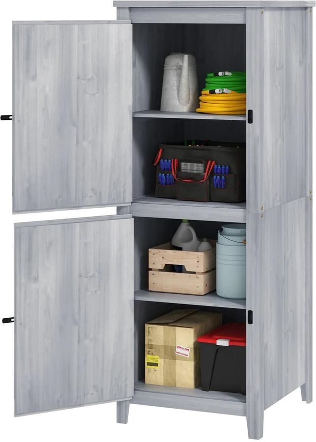 TRUUSK Tuinkast Hout Weerbestendige Gereedschapsschuur 60x60x160cm Dubbele Deur Planken Afsluitbaar Voor Tuin en