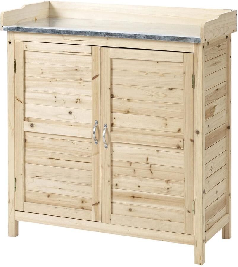 TRUUSK Tuinkast met Planttafel en Onderkast Houten Gereedschapskast met 2 Planken Inclusief Gereedschapsschuur Voor Tuin en