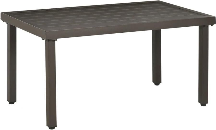 TRUUSK Tuintafel en Bijzettafel Stalen Frame Bruin 91 x 51 x 46 cm Voor in de Tuin