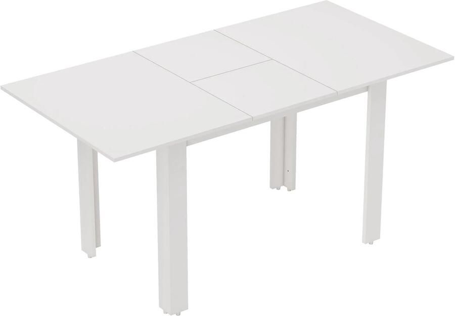 TRUUSK Uitschuifbare Eettafel 120-160 X 70 Cm Verstelbare Keukentafel Voor 4-6 Personen MDF Hoogglans Wit