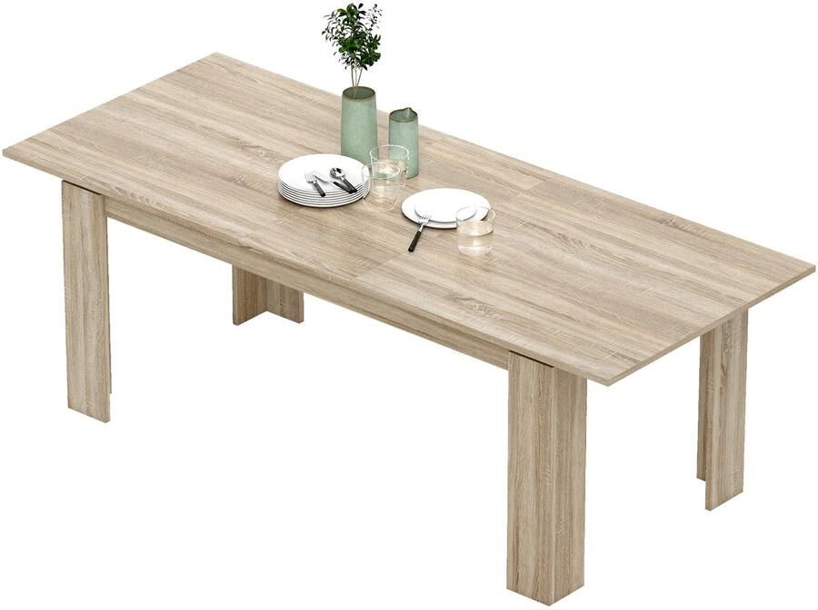 TRUUSK Uitschuifbare Eettafel Van 180 naar 260 cm Voor 6-10 personen Hout