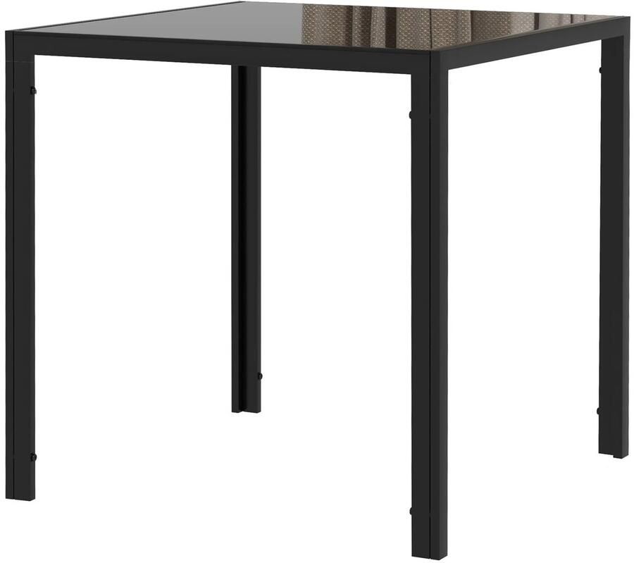 TRUUSK Vierkante Eettafel van Gehard Glas Voor 4 Personen Tot 80 kg Belastbaar Keuken & Eetkamer 75 x 75 x 75 cm Zwart