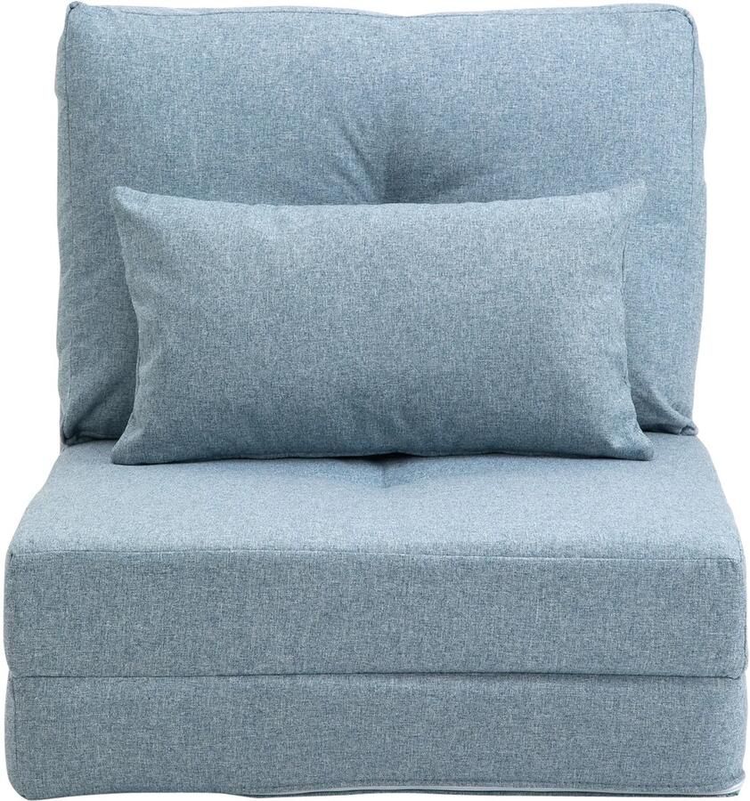 TRUUSK Vloerstoel 2-in-1 Vouwbed Verstelbare Rugleuning Vloersofa Met Sierkussens Voor Woonkamer en Slaapkamer Linnen