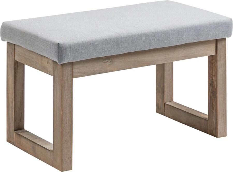 TRUUSK Voetenbank In Scandi Design Kruk Voetenbank 68 Cm X 38 Cm X 42 Cm Grijs + Naturel