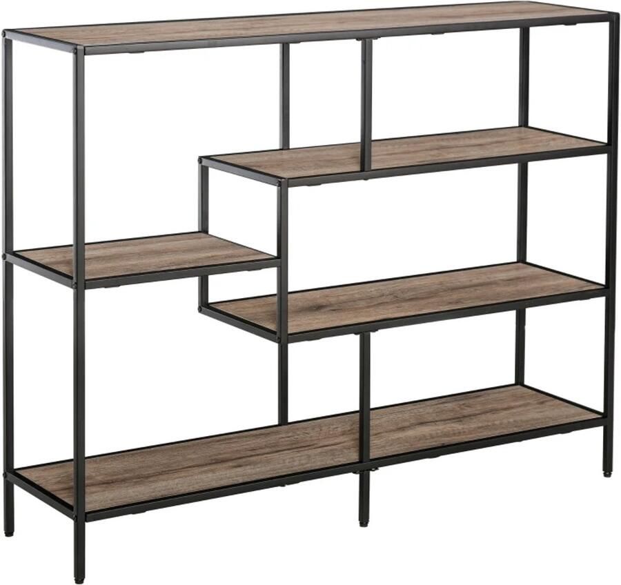 TRUUSK Vrijstaand Rek Industriële Stijl Boekenkast en Opbergrek Dossierrek voor Keuken P2 Spaanplaat en Metaal