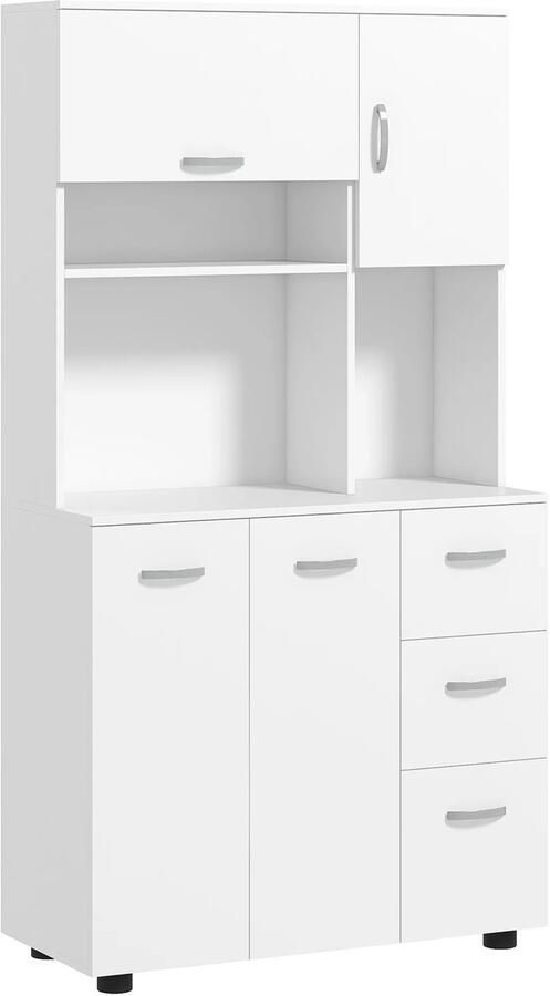 TRUUSK Vrijstaande Keukenkast 89 x 39 5 x 168 cm Kantelbeveiliging Laden Rekken Deuren Verstelbare Legplanken MDF