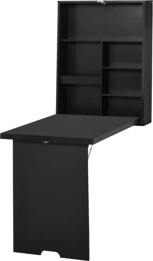 TRUUSK Wandklaptafel met Schrijfbord Inklapbaar Afmetingen 60x94 5x147 cm Zwart
