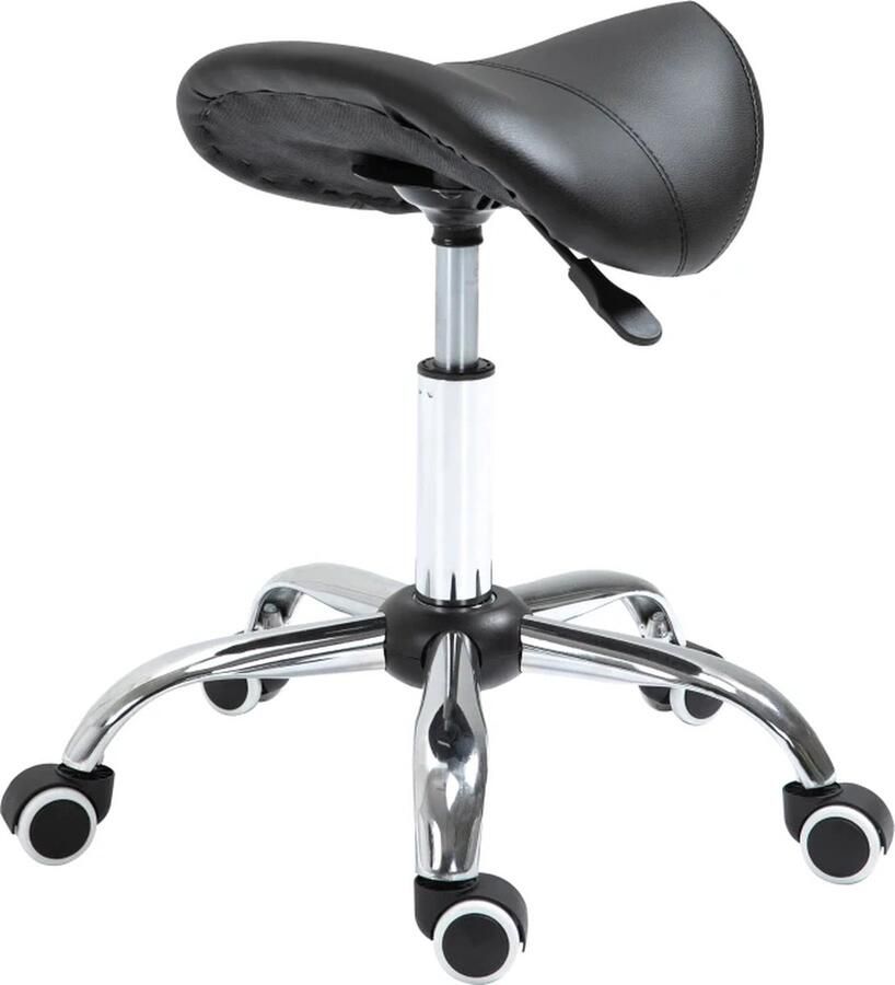 TRUUSK Zadelkruk Werkkruk Draaistoel Draaikruk Rolkruk Cosmetische Kruk Gestoffeerd In Hoogte Verstelbaar (zwart)