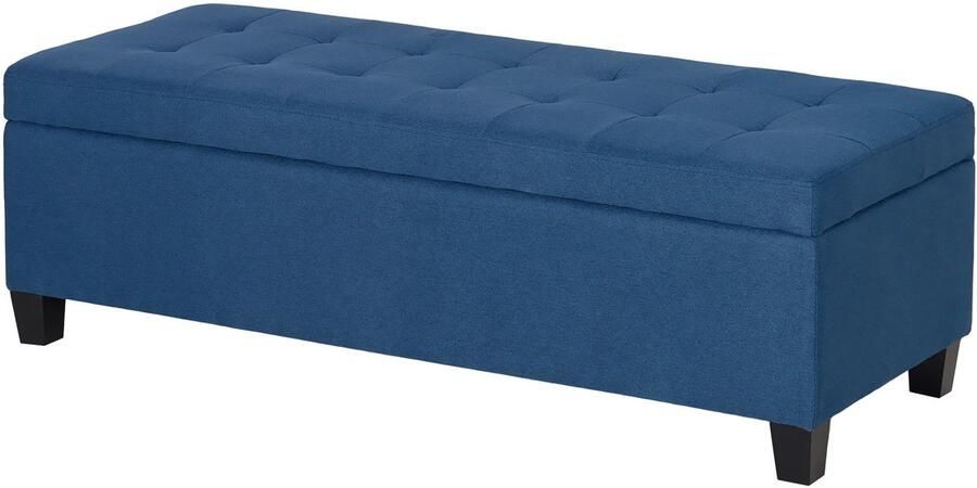 TRUUSK Zitbank Met Opbergruimte Ottomaanse Halbank Knoopstiksels 125 1 x 48 9 x 41 3 cm Blauw