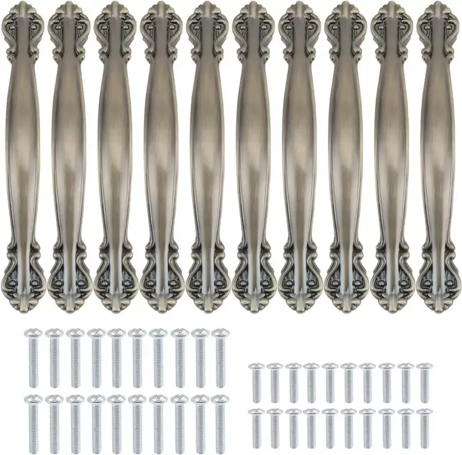 Tsunee TsunNee Vintage kastgrepen antieke boog trekt meubels deurtrekgrepen 5 7 inch lengte (3 8 inch gat midden) groen brons 10-pack