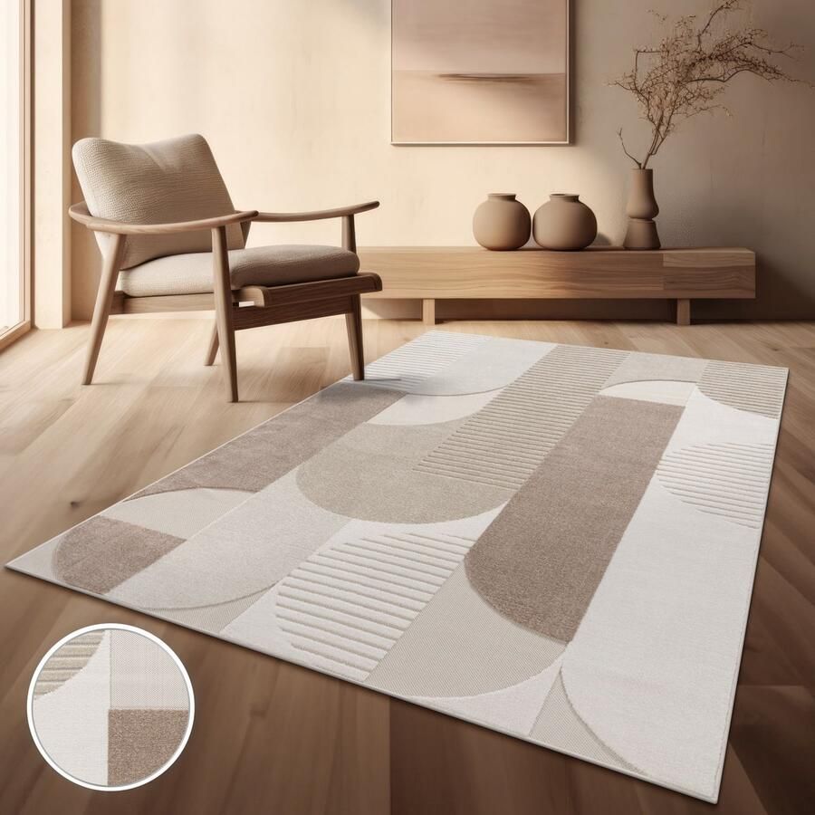 TT Home Binnen- en buitentapijt weerbestendig keuken slaapkamer Skandi etno design effen kleuren