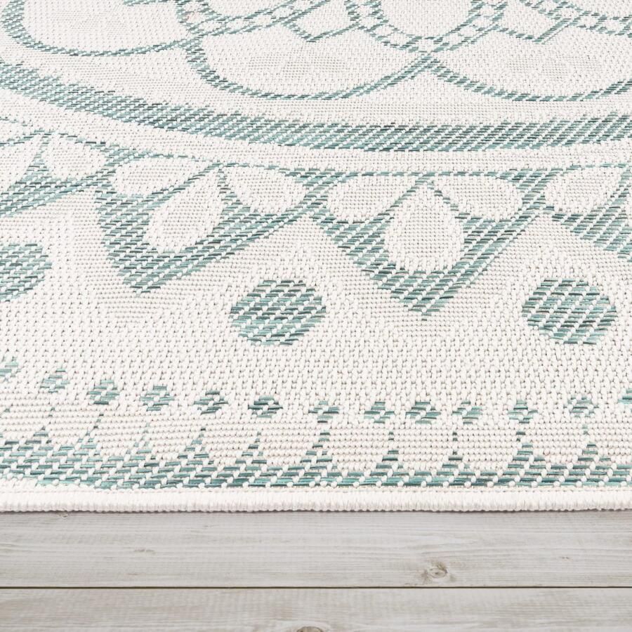 TT Home Binnen- en buitentapijt weerbestendig tuin oosters marokkaans boho-ontwerp 160 x 220 cm Rechthoek 160 x 220 cm Rechthoek Groen - Foto 2