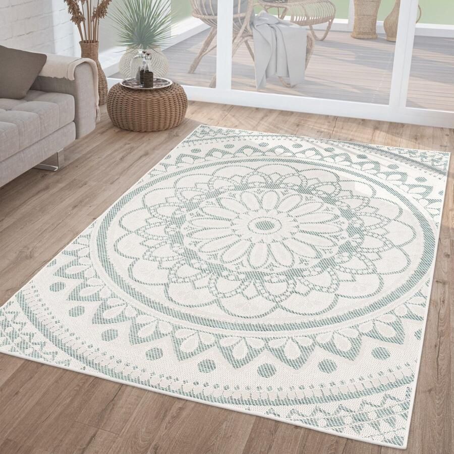 TT Home Binnen- en buitentapijt weerbestendig tuin oosters marokkaans boho-ontwerp 160 x 220 cm Rechthoek 160 x 220 cm Rechthoek Groen