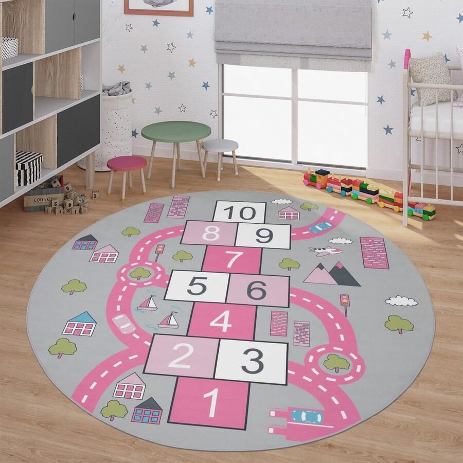 TT Home Kinderkamertapijt tapijt jongen meisje kinderkamertapijt baby antislip straat 100 x 200 cm Rechthoek 100 x 200 cm Rechthoek Roze - Foto 2