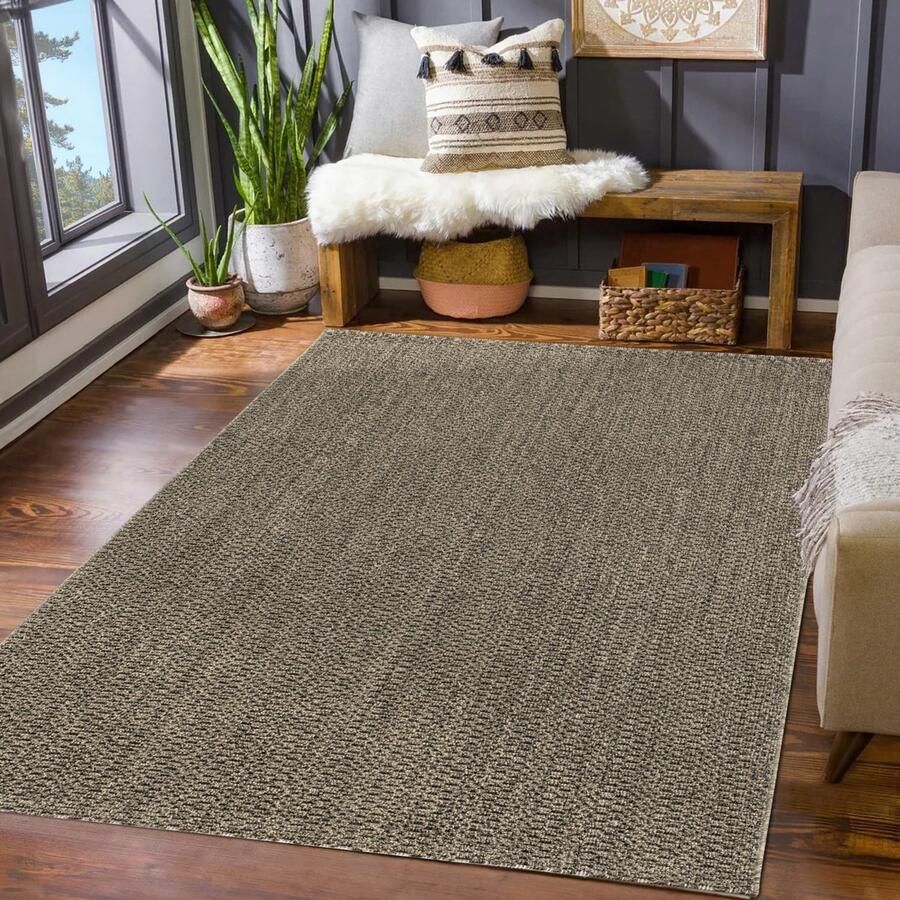 TT Home Tapijt Tuin Weerbestendig Woonkamer Boho Natuurlijke Kleuren Structuur Jute Look