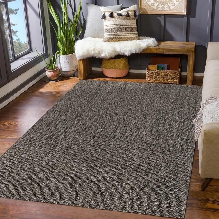 TT Home Tapijt Tuin Weerbestendig Woonkamer Boho Natuurlijke Kleuren Structuur Jute Look