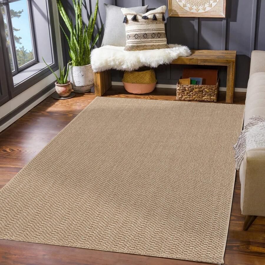 TT Home Tapijt Tuin Weerbestendig Woonkamer Boho Natuurlijke Kleuren Structuur Jute Look