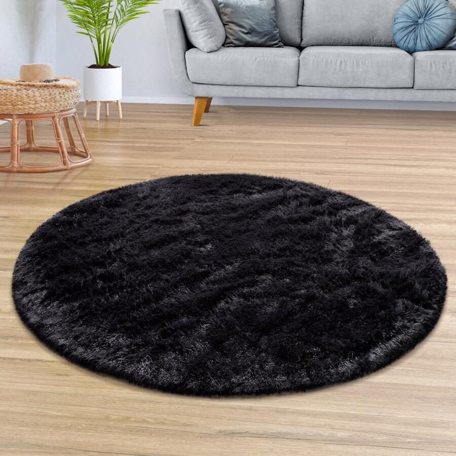 TT Home Tapijt Woonkamer Diepe Pool Lange Pool Zacht Modern Monochroom Design 120 x 120 cm Rechthoek 120 x 120 cm Rechthoek antraciet - Foto 2