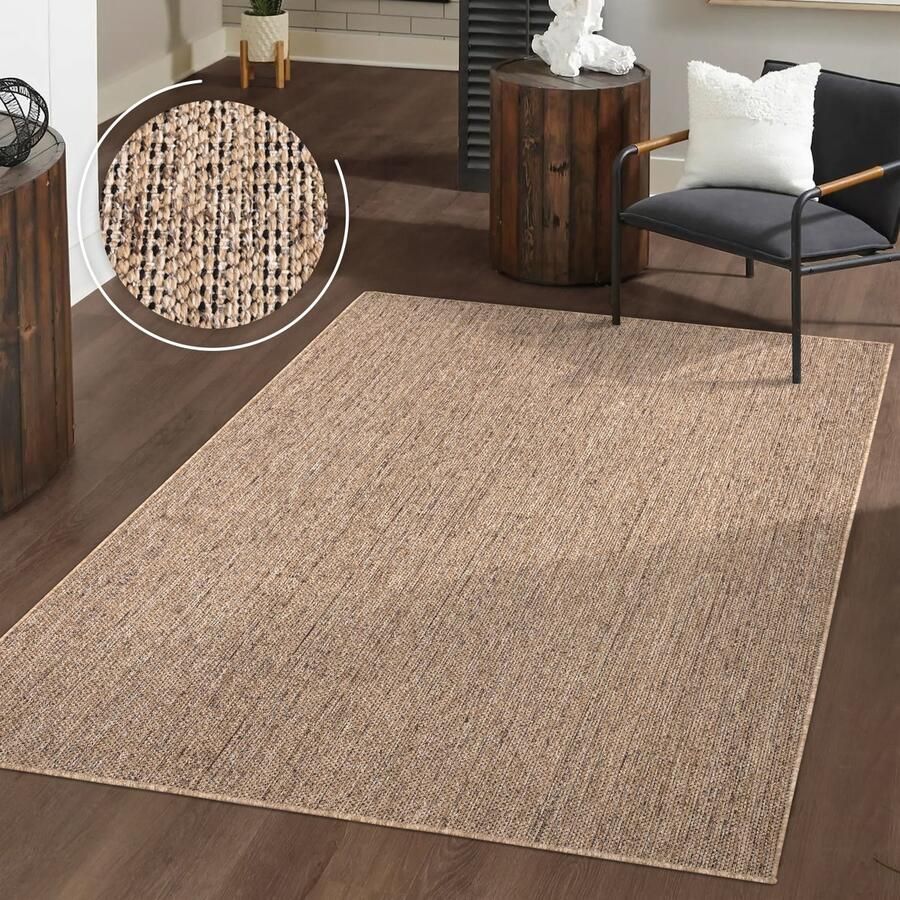 TT Home Wasbaar binnen- en buitenkleed weerbestendig tuin terras boho effen gemêleerd