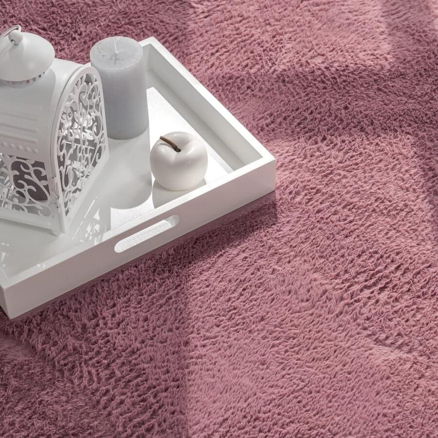 TT Home Woonkamer hoogpolig tapijt imitatiebont moderne effen kleuren pluizig zacht 120 x 120 cm Rechthoek 120 x 120 cm Rechthoek beige - Foto 4
