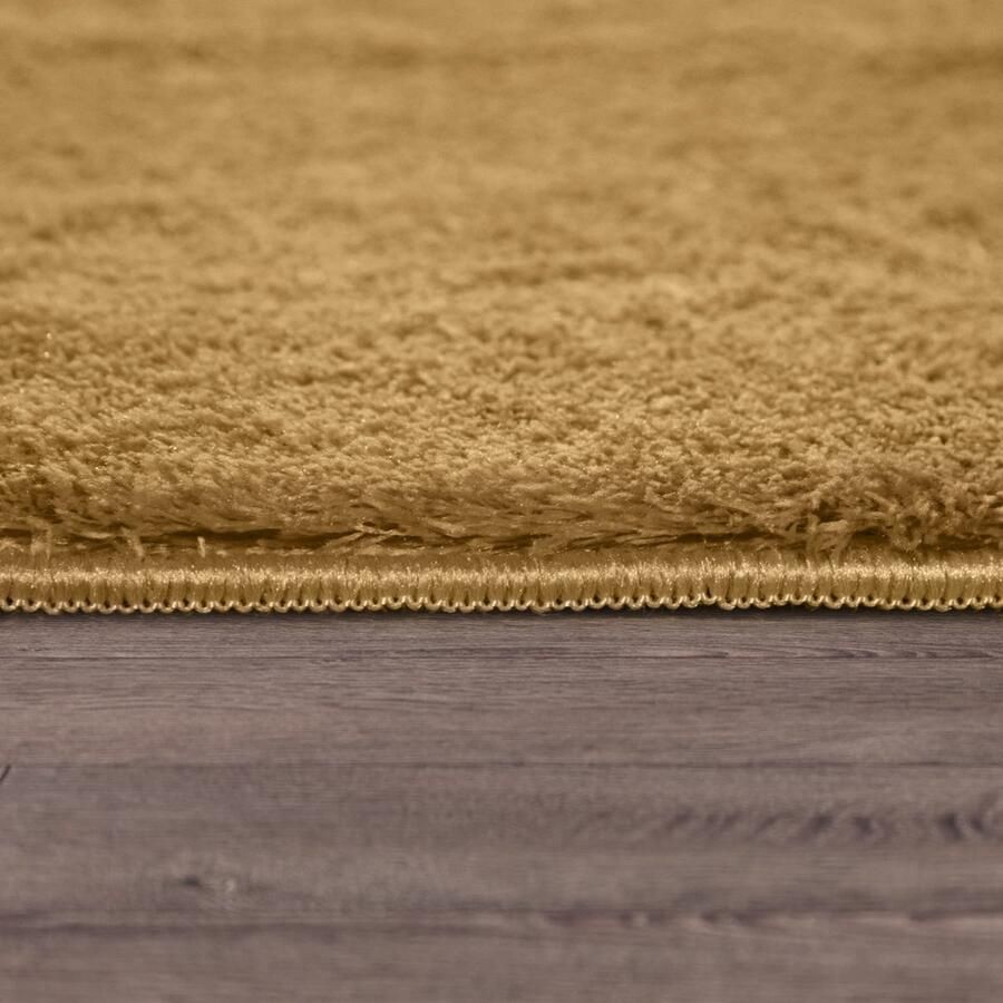 Vloerkleed Woonkamer Laagpolig Eenkleurig Modern Design Wasbaar Geel Gold Crème Maat:60x100 cm - Foto 5