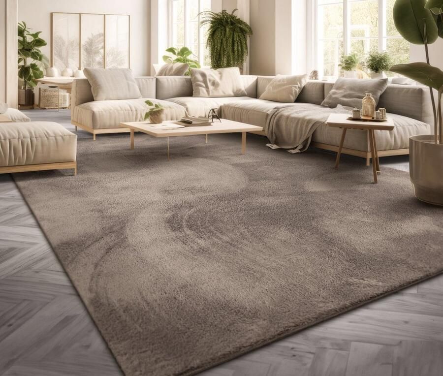 Vloerkleed Woonkamer Laagpolig Eenkleurig Modern Design Wasbaar Geel Gold Kleur:Taupe Maat:60x100 cm