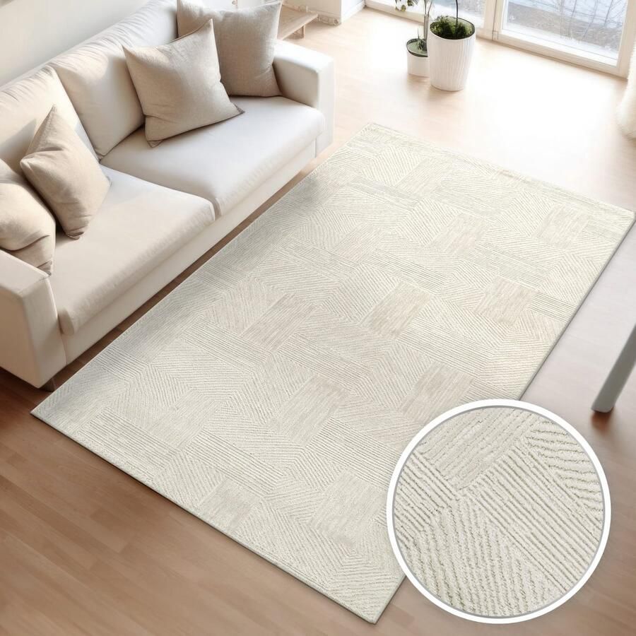 TT Home Woonkamertapijt eetkamer kortpolig boho-design Scandinavisch abstract effen