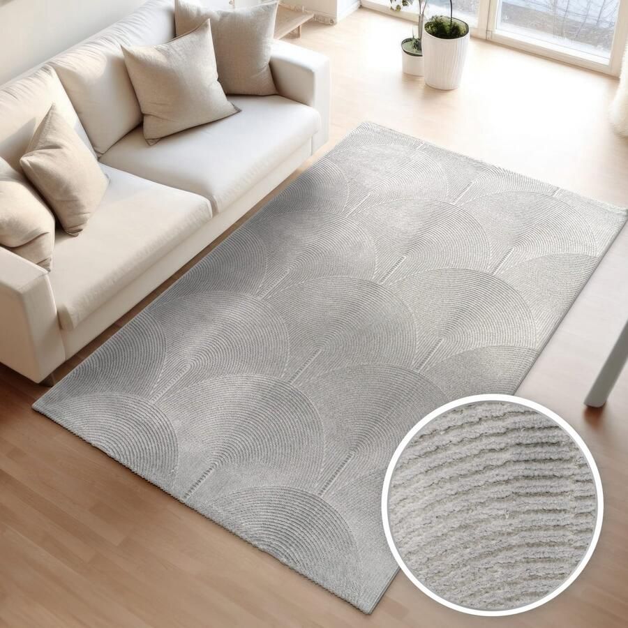 TT Home Woonkamertapijt eetkamer kortpolig boho-design Scandinavische effen kleuren boog