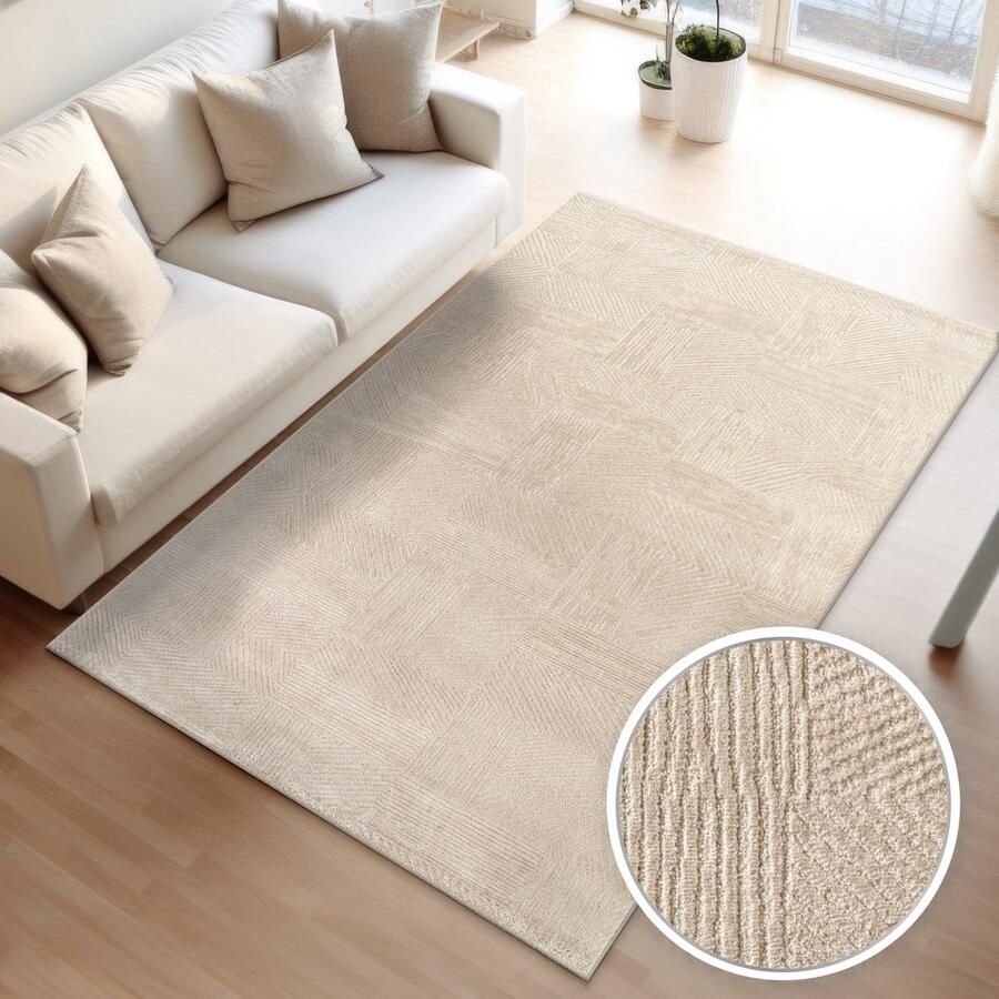 TT Home Woonkamertapijt eetkamer kortpolig boho-design Scandinavische effen kleuren boog