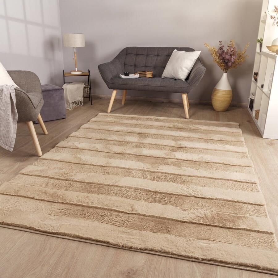 TT Home Woonkamertapijt eetkamer lange pool strepen design boho scandi look effen