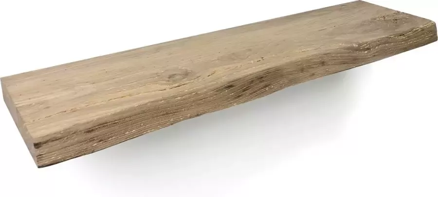 Tuinexpress.nl Zwevende wandplank 100 x 20 cm oud eiken boomstam Wandplank hout Fotoplank Boomstam plank Muurplank zwevend