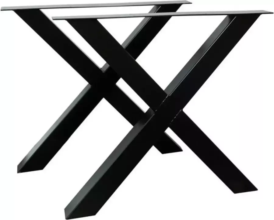 Robustiek Wonen 2 st. Premium Stalen X Tafelpoten Zwart Koker 100 x 40 X Metalen Tafel Onderstel X + 3 jaar garantie 100% Nederlandse kwaliteit- Inclusief bevestigingsmateriaal
