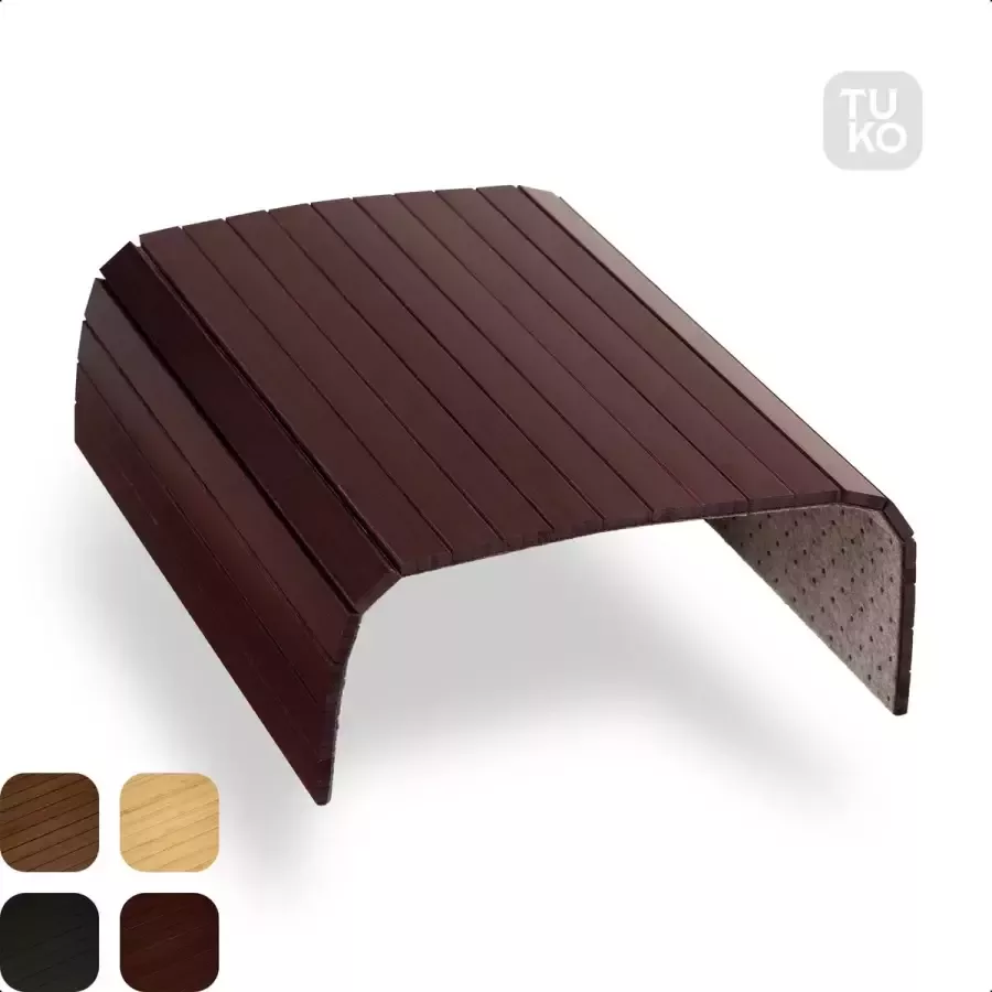 Tuko Armleuning Dienblad Kersenbruin Duurzaam bamboe Flexibel Anti slip Beschermende coating Organizer Bank Zetel Sofa Banktafel