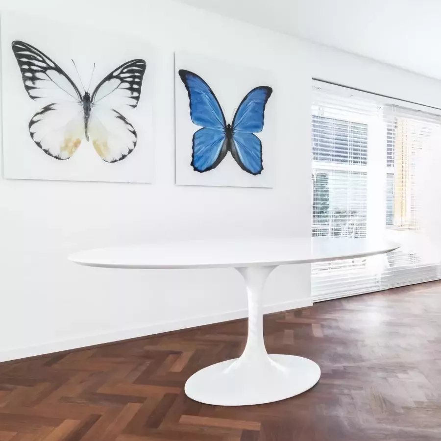 tulp ovale eettafel 199 x 120 cm mat wit 6 personen