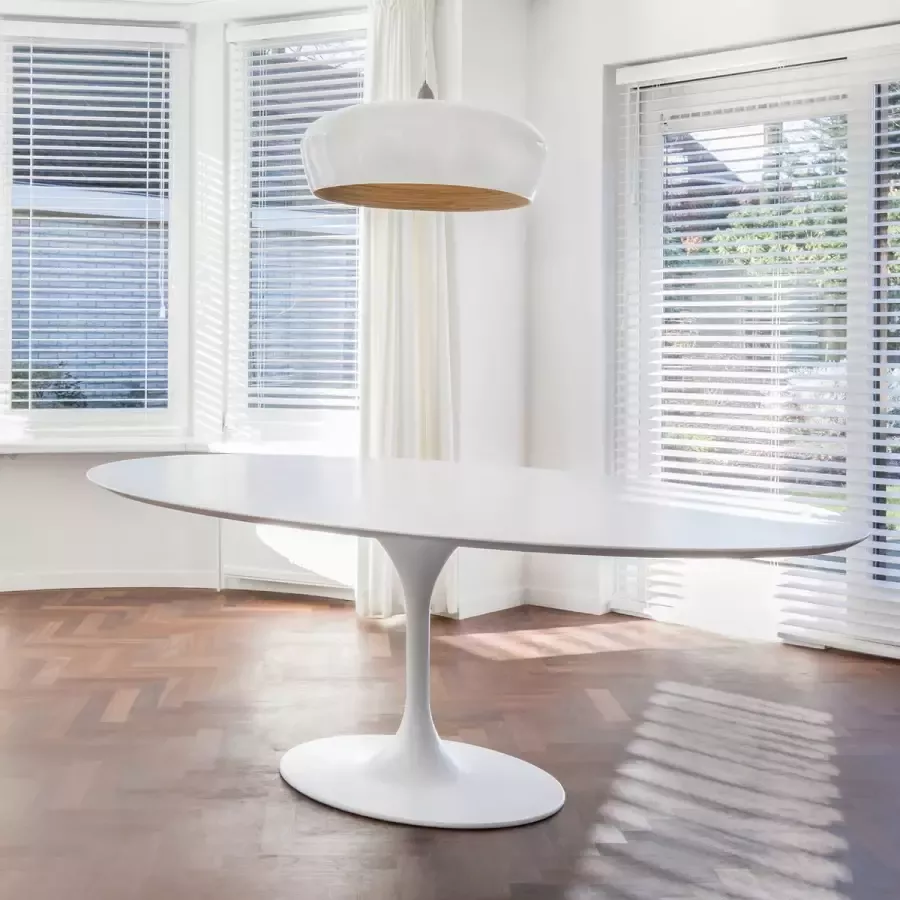 Tulp ovale eettafel 235 x 120 cm mat wit 8 personen