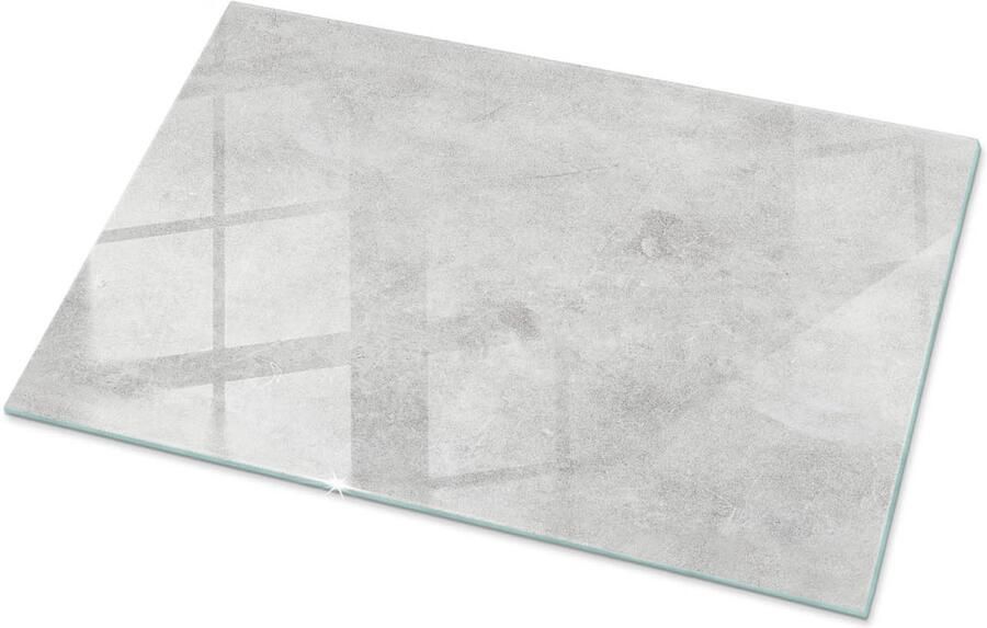 TULUP Tafelblad Glas Betontextuur Met Scheuren Glazen Plaat 100 cm x 70 cm Grijs Glasplaat Tafel Rechthoekig Tafelblad Glas Gehard Glazen Tafelblad Voor de Eettafel in de Eetkamer Gehard Glas