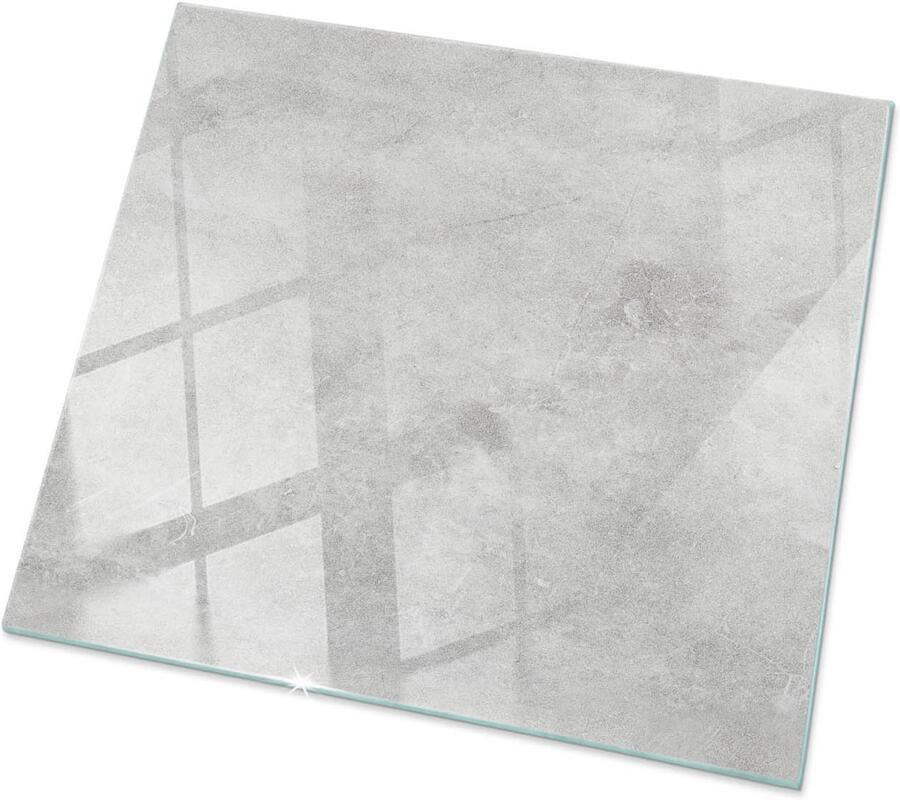 TULUP Tafelblad Glas Betontextuur Met Scheuren Glazen Plaat 50 cm x 50 cm Grijs Glasplaat Tafel Vierkant Tafelblad Glas Gehard Glazen Tafelblad Voor de Eettafel in de Eetkamer Gehard Glas