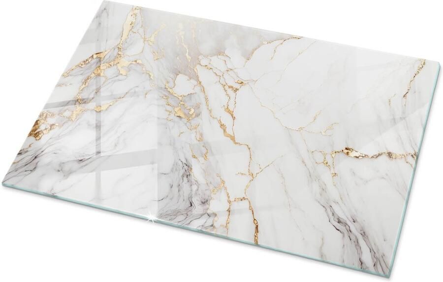 TULUP Tafelblad Glas Elegant Geaderd Marmer Gehard Glas 100 cm x 70 cm Wit Glazen Tafelblad Rechthoekig Tafelblad Glas Glazen Tafelblad voor Tuin of Terrastafels Glasplaat Tafel