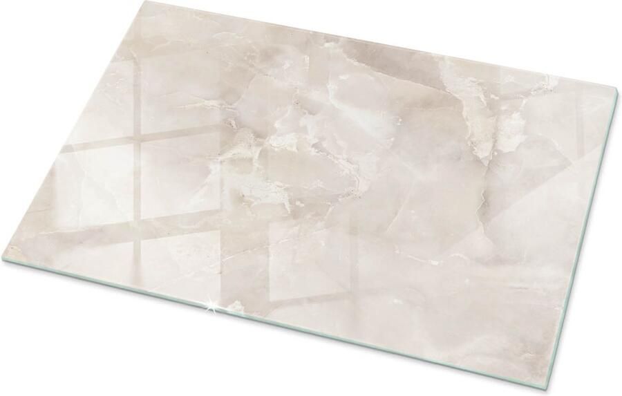 TULUP Tafelblad Glas Marmer Textuurpatroon Glasplaat Tafel 100 cm x 70 cm Romig Veiligheidsglas Rechthoekig Tafelblad Glas Glazen Tafelblad voor de Woonkamer Glazen Tafelblad