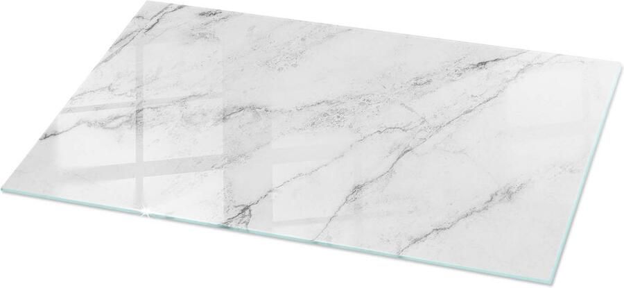 TULUP Tafelblad Glas Marmeren Oppervlaktepatroon Veiligheidsglas 120 cm x 60 cm Wit Gehard Glas Rechthoekig Tafelblad Glas Gehard Glazen Tafelblad Voor de Eettafel in de Eetkamer Glazen Plaat