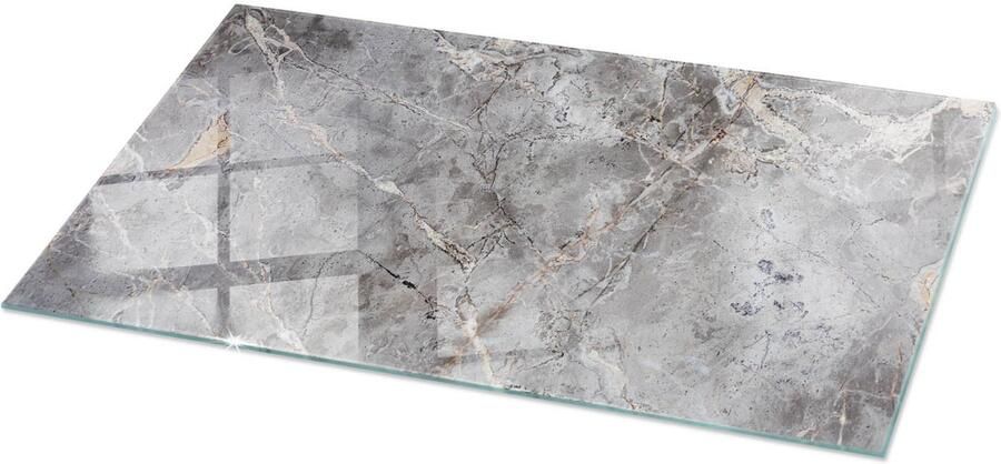 TULUP Tafelblad Glas Natuurlijk Marmerpatroon Glazen Plaat 120 cm x 60 cm Grijs Glasplaat Tafel Rechthoekig Tafelblad Glas Gehard Glazen Tafelblad Voor de Eettafel in de Eetkamer Gehard Glas